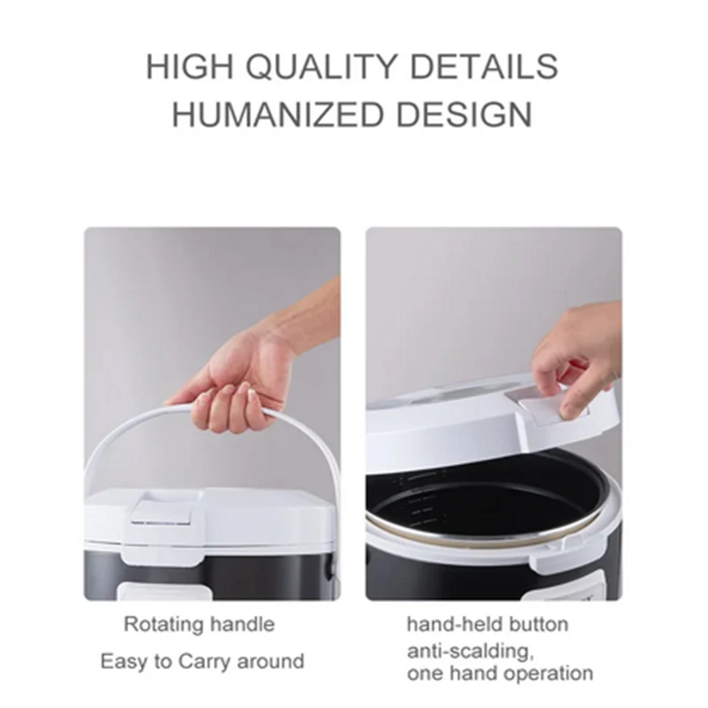 220V Mini Rice Cooker soup Steamer Heating Lunch Box Meal Heater Warmer 3L for Camping Black English Menue  home appliance u 5