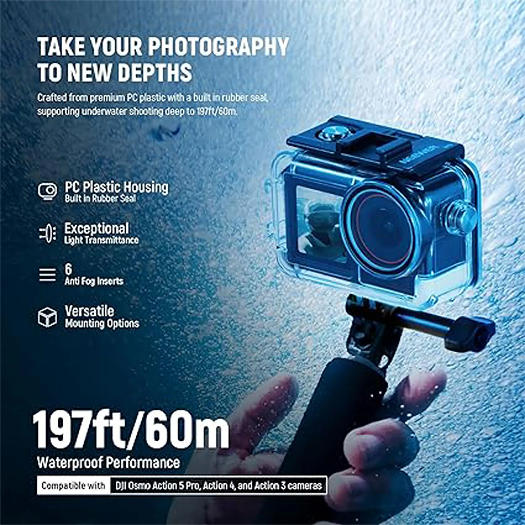 Durable 196FT Waterproof Diving Case for Action Cameras - Ideal for Snorkeling and Underwater Adventures