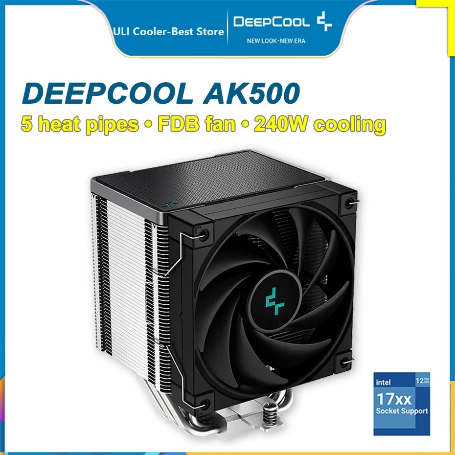 

DEEPCOOL AK500 5 Heatpipes CPU Air Cooler FDB PWM Quiet Fan For LGA1700 2066 2011 115X 1200 AM4 With Speed Reduction Line