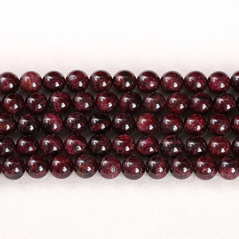 1A Natural Stone Dark Red Garnet Bead Round Loose Spacer 4 6 8 10mm Pick Size For Jewelry Making Diy Necklace Bracelet Accessory 5