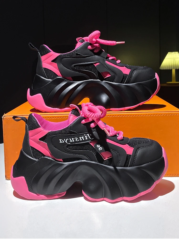 

Womens Trainers Woman-shoes Summer Sneakers Korean Ladies Shoes Running Roses 2023 Fashion High Riband Lace-Up PU Fabric Autumn