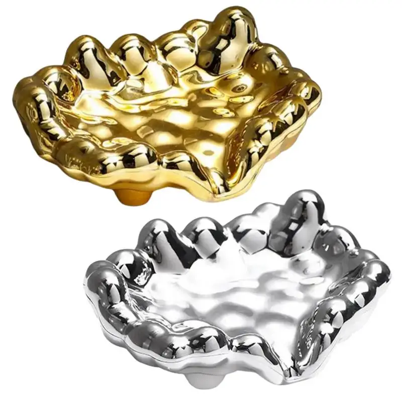

Creative Soap Box Drain Soap Holder Box Punch-free Electroplating Kitchen Sink Tray Shower Soap Holder Sponge Storage Drain Tray