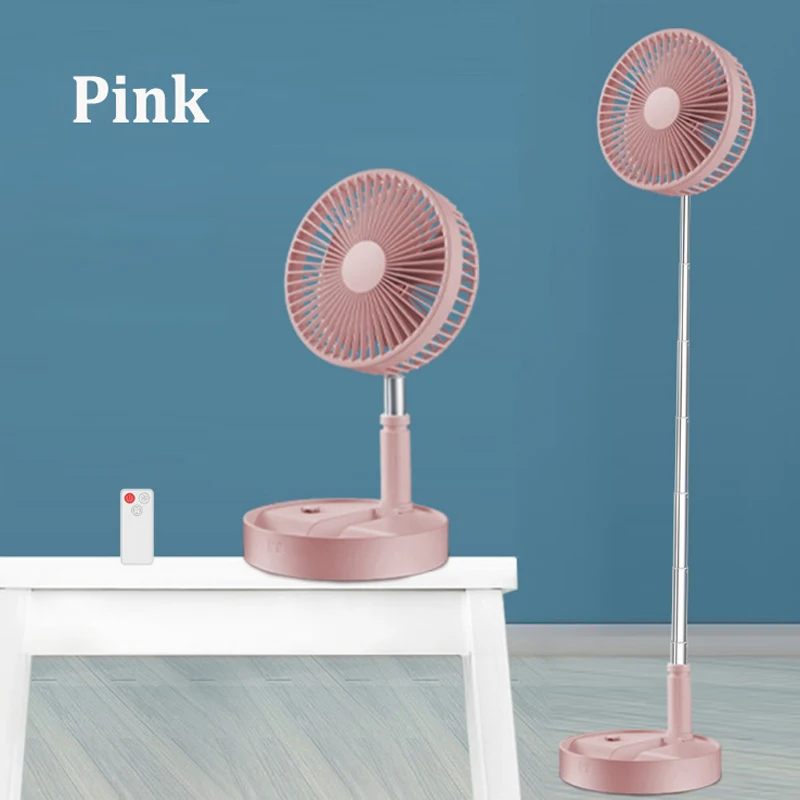 Ventilatore Portatile Pieghevole 3-in-1 Con Telecomando – Batteria 7200mAh, Altezza Regolabile (14-101cm), 4 Velocità, Silenzioso – Per Casa, Cucina, Campeggio (Rosa) - 2