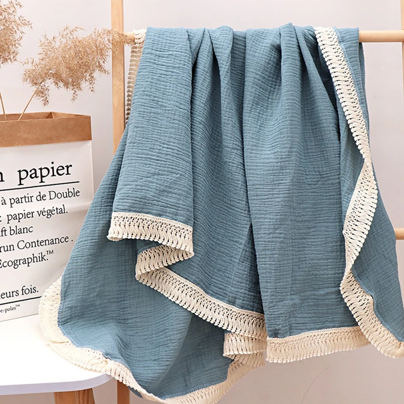 Baby Blankets Soft Gauze Comfortable Swaddling Newborn Infant Fashion Fringed Blanket Maternity Breastfeeding Cover Baby Bedding 3