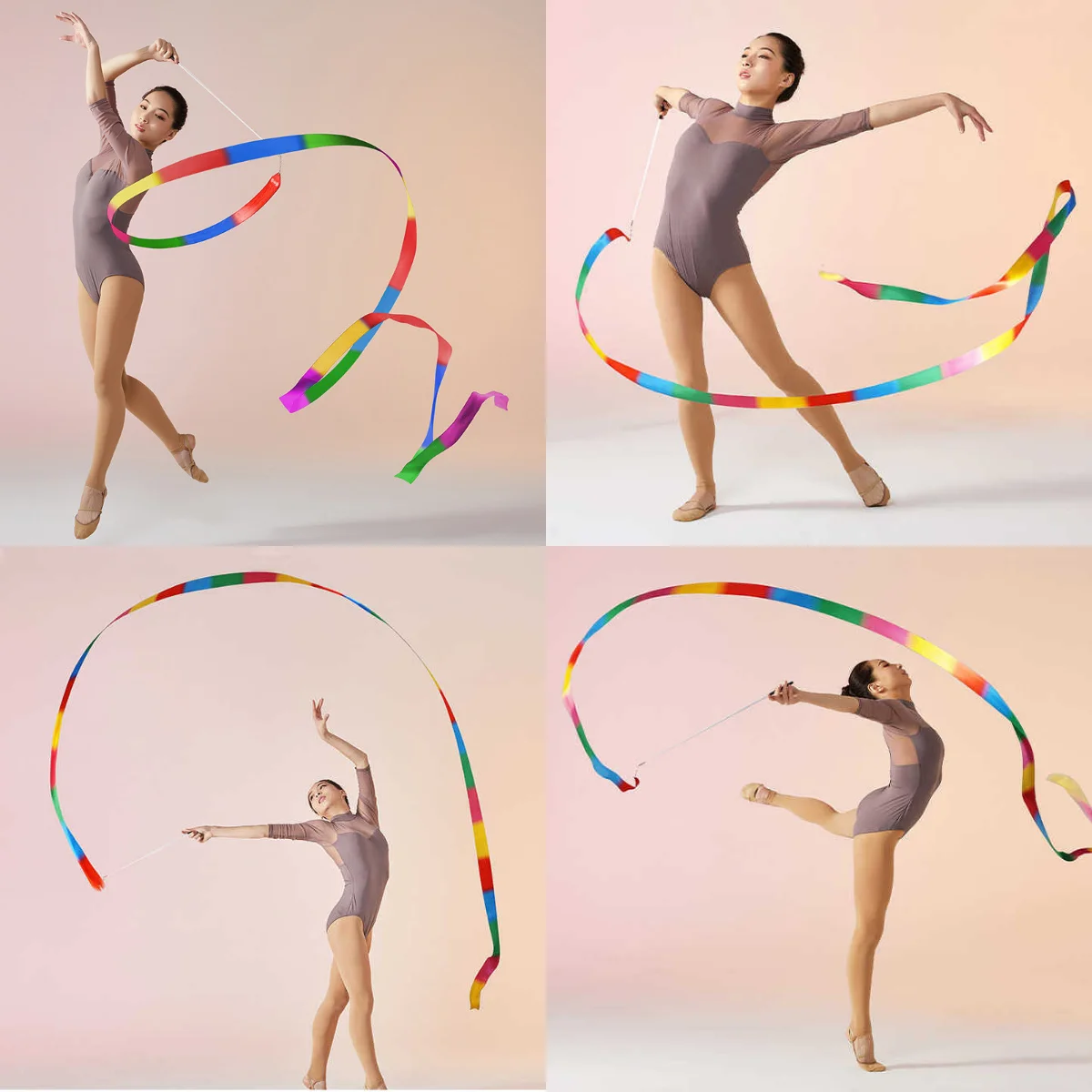 Gymnastics Ribbon 2/4/6 Meters Gymnastics Colorful Ribbons for Ballet Dancing Twirling Training