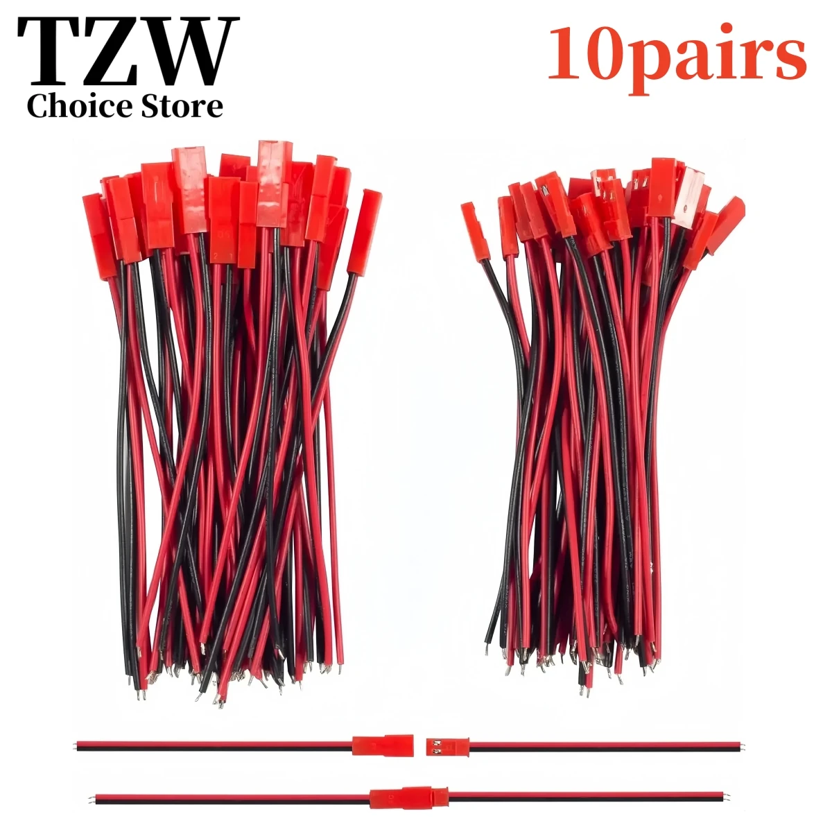 10 Pairs 22 AWG JST Plug Connector 2 Pin Male Female Plug Connector Cable Wire for LED Lamp Strip RC Toys Battery Adapter 10cm