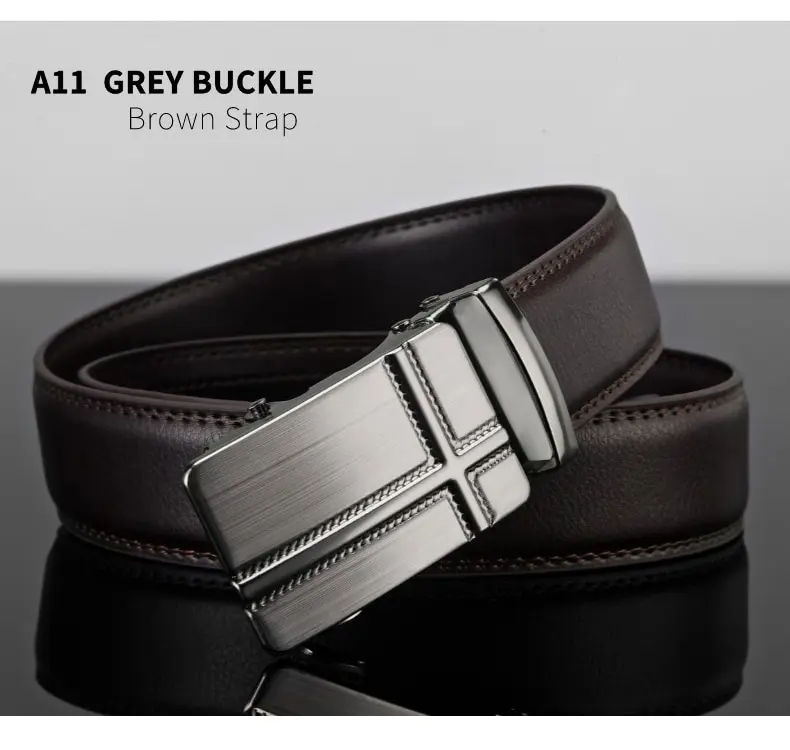 Männer Leder Gürtel Metall Automatische Schnalle Marke Hohe Qualität Luxus Gürtel für Männer Berühmte Arbeit Business Schwarz PU Strap – Detail 14
