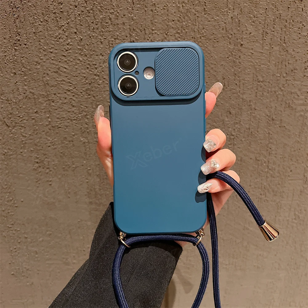 Stylish Crossbody Silicone Phone Case with Slide Camera Protection