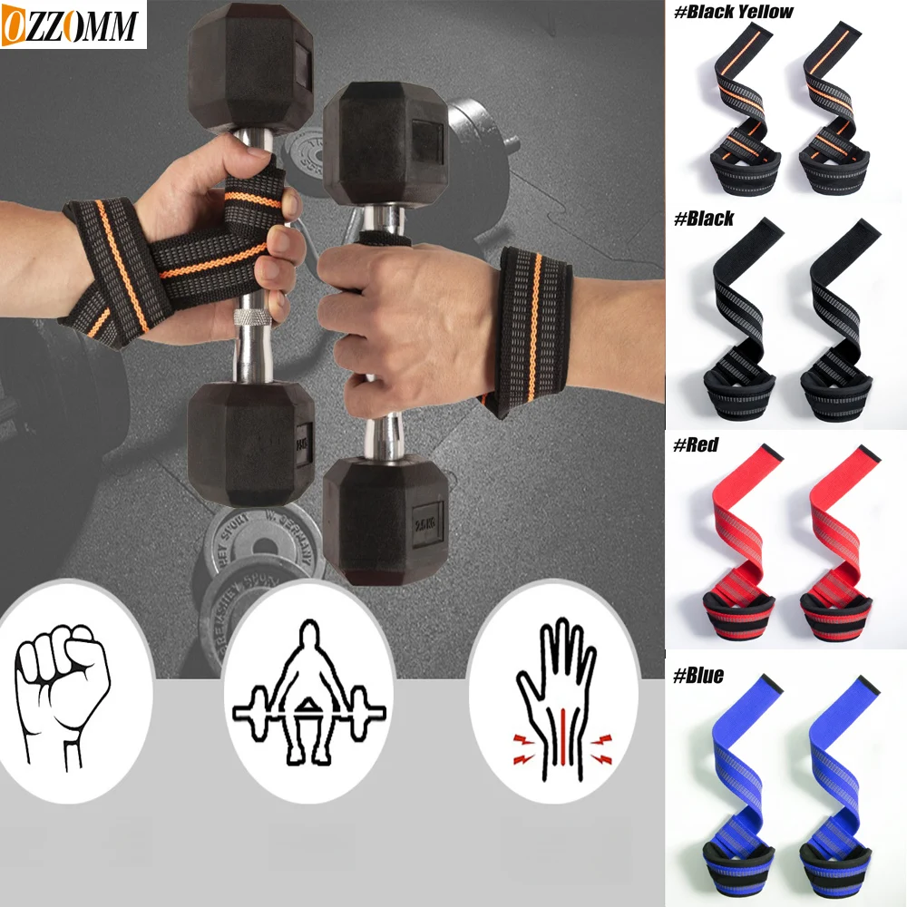 1Pair Gym Sports Fitness Wrist Band Anti-slip Pull Up Weight Lifting Training Silicone Wrist Band Hard Pull Grip Power Strap