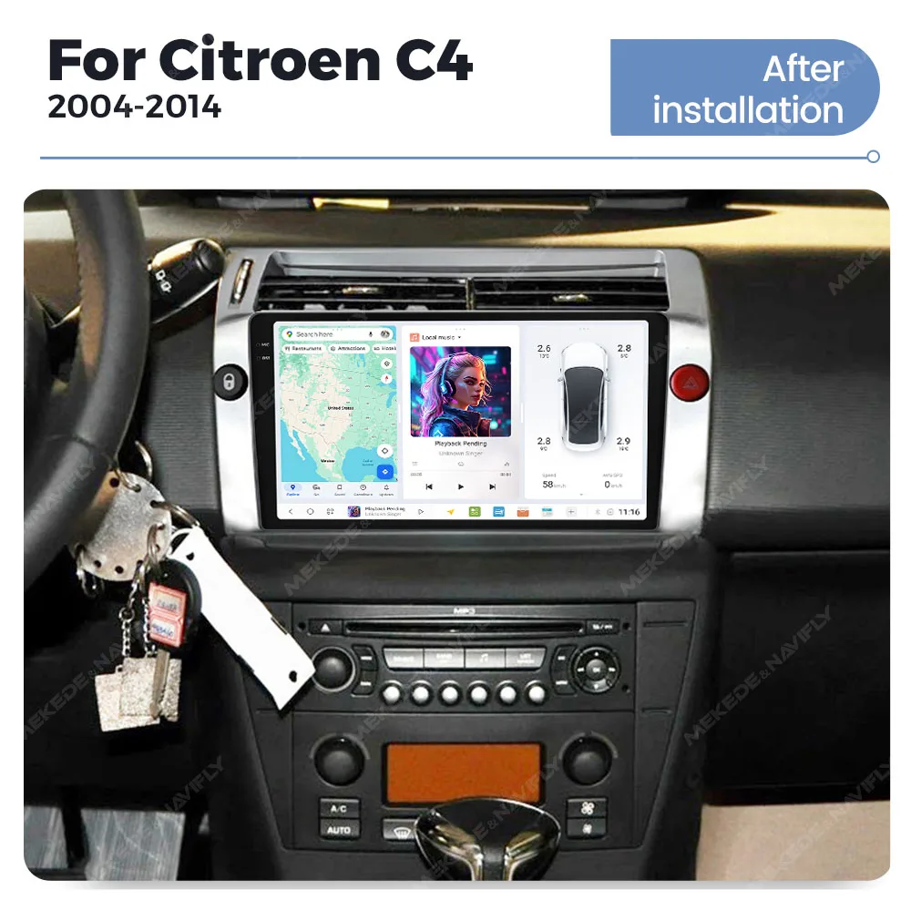 DUDUAUTO Intelligent Systems Autoradio für Citroën C4 C-Triomphe C-Quatre 2004-2014 Wireless CarPlay Auto DSP RDS BT GPS Player – Detail 7