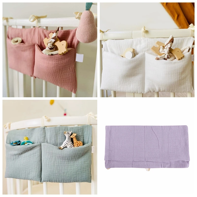 Baby Bedside Storage Bag Baby Crib Organizer Hanging Bag For Essentials Multi-Purpose Newborn Bed Hanging Crib Storage Bag