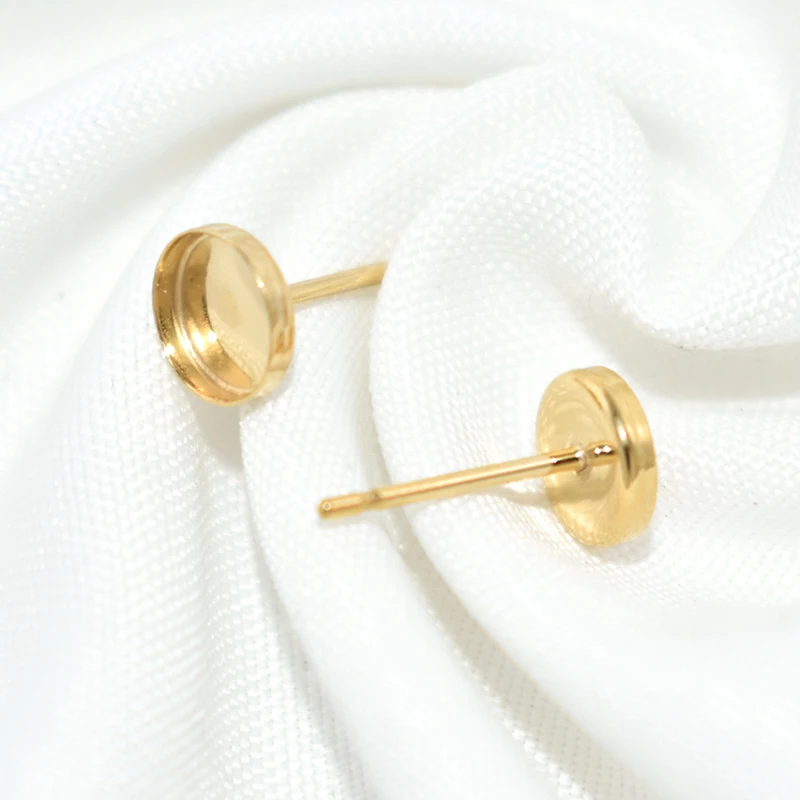 14K Gold Filled Round Bezel Cup Earring for Jewelry Handmde DIY Cup Earring Post Accessories Hypoallergenic Jewelry Accessory