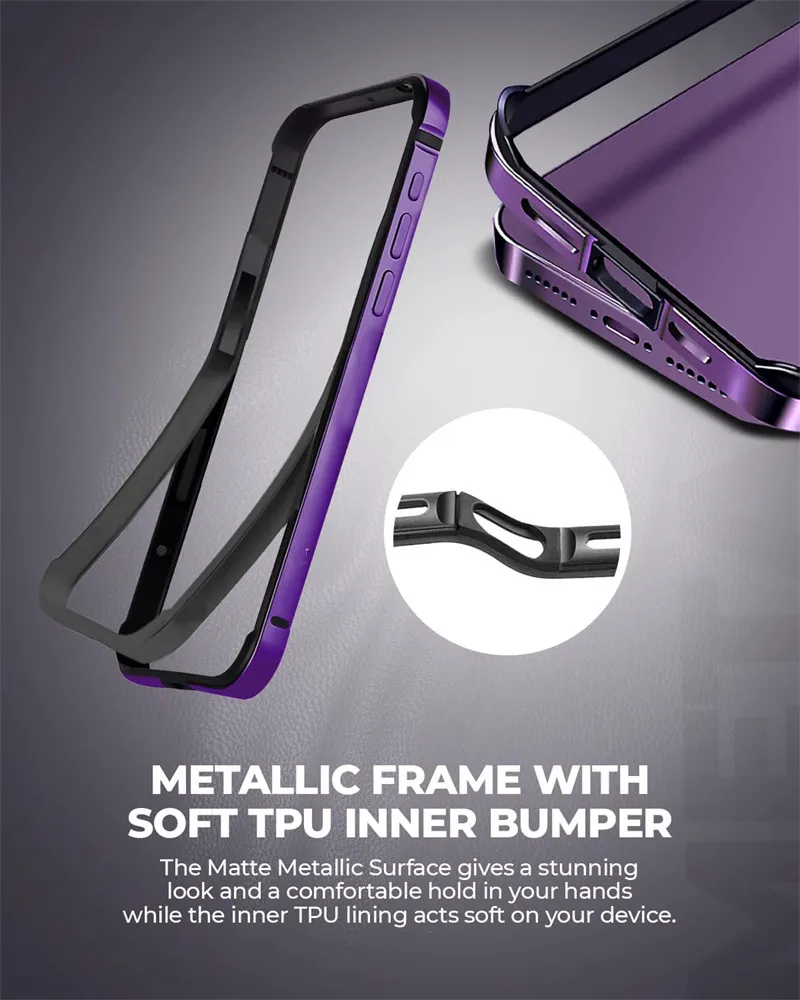 Sleek Aluminum Bumper Frame with Soft Inner Cover