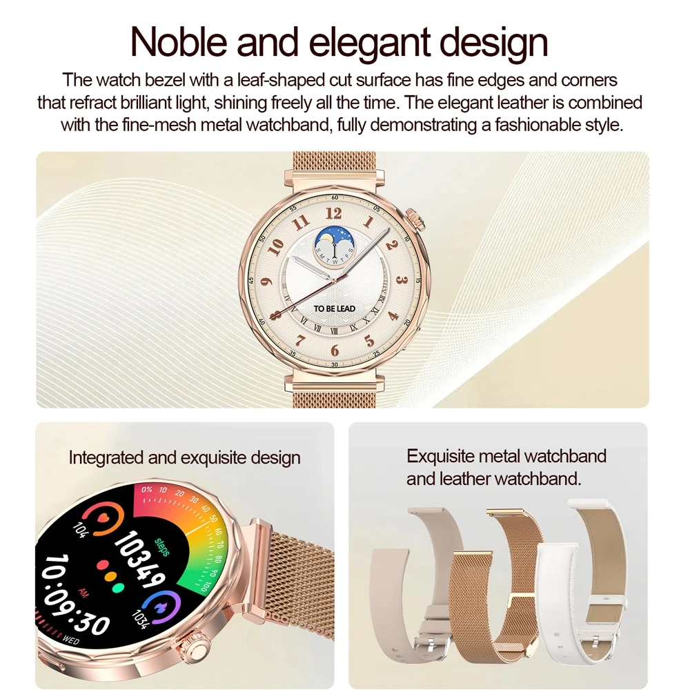 Bluetooth Call Smartwatches Ladies AMOLED HD Screen Heart Rate Monitor Bluetooth Call IP68 Waterproof Smart Watch 2025 New