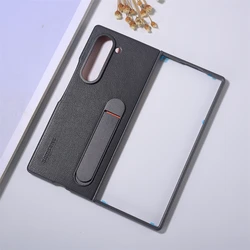 Luxury Leather Stand Case with Kickstand and Camera Protection, Slim Shockproof Shell for Galaxy Z Fold7 (GRAY)