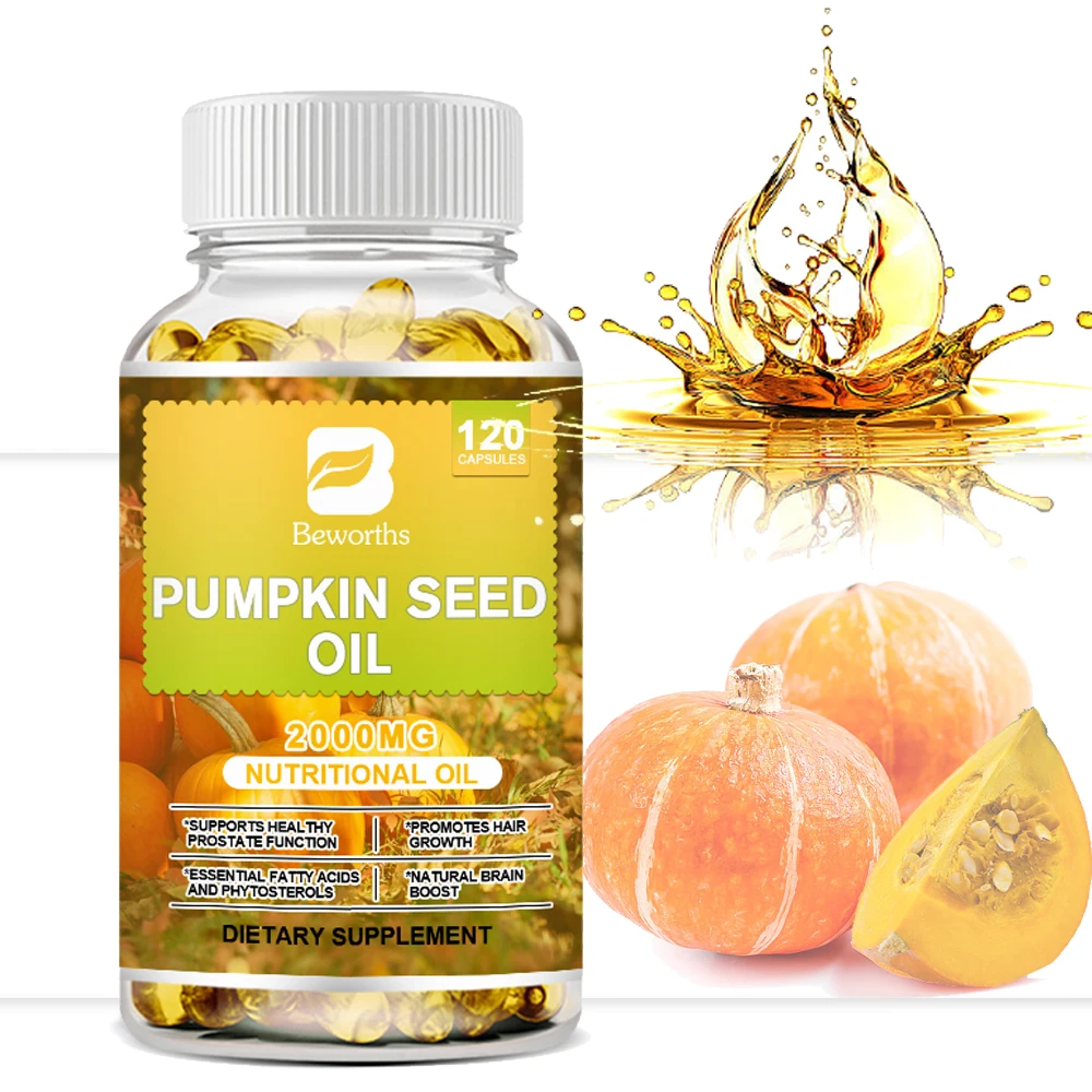 Beworths Pumpkin Seed Oil Capsule Omega 3 &Omega 6 Hair Growth Urinary Tract Health Bladder Control Skin Care Beauty Health