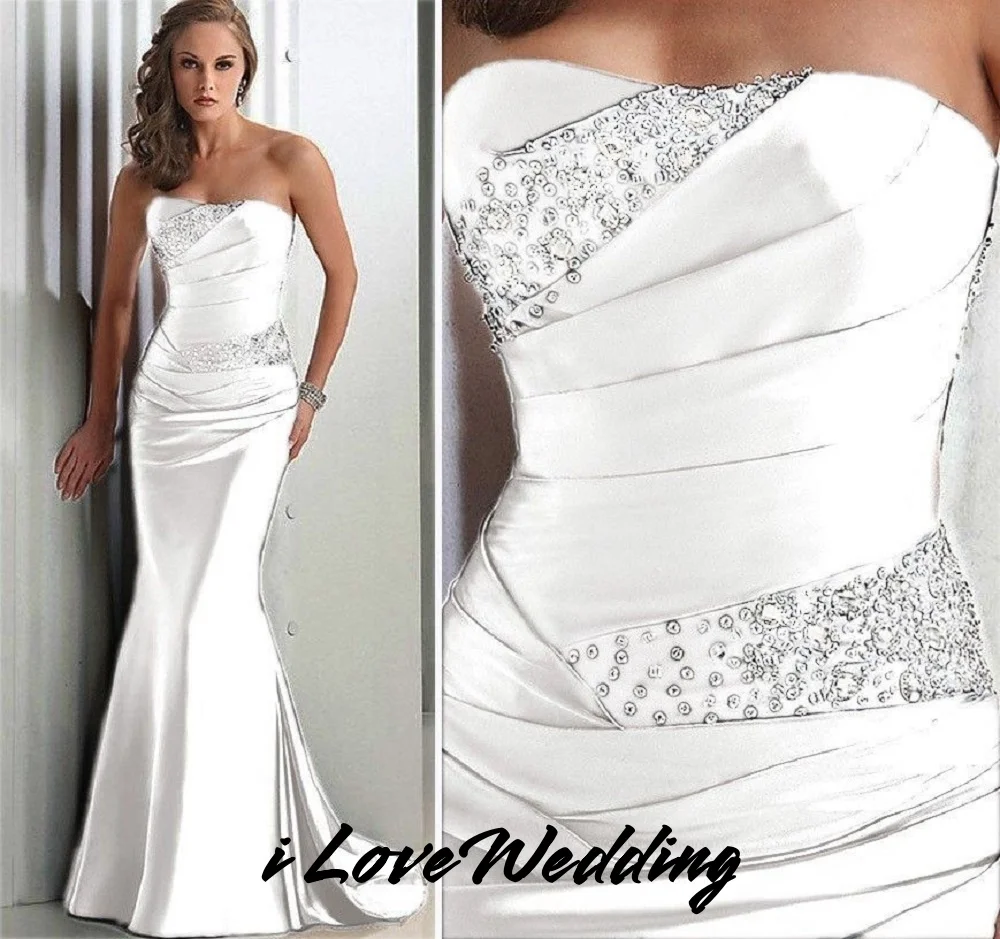 Strapless Bridesmaid Dress Mermaid Wedding Guest Woman Dress Corset Ruched Sweetheart Sweet Train New