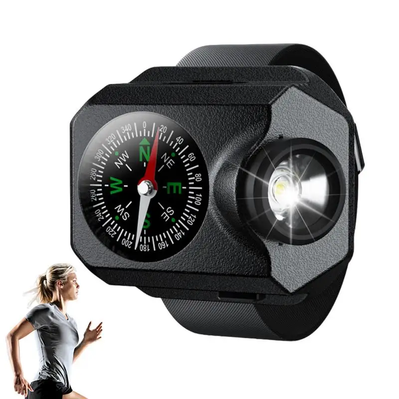 

Wrist Light For Running USB Charging Mini Compass Watch Torch Outdoor Wrist Light Bracelet Flashlight For Running Hiking Night