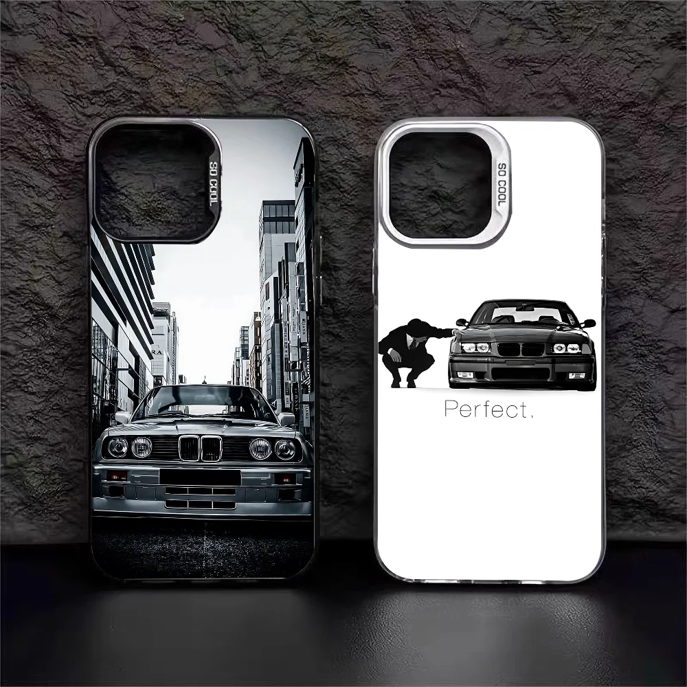Shockproof Silver Car-Inspired Phone Case with Colorful Design