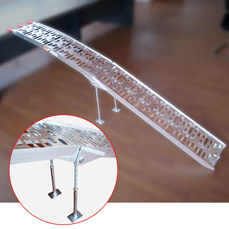 Aluminum Car Ladder Pickup Truck Loading Ramps Portable Motorcycle Ramps 1Piece With Tie Down Straps Reinforced Brackets For Car Ramp Truck Ramp Ladder