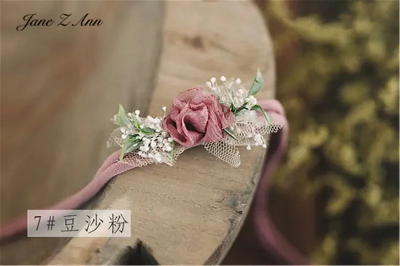 Jane Z Ann Mehrfarbiger Rosen-Kopfschmuck für Neugeborene, 100 Tage, 1 Jahr, Baby-Mädchen Fotoshooting Haarband, Blumen-Fotografie-Requisiten – Detail 5