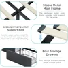 Bed Frame with Headboard, Platform Bed Frame with LED Lights&4 Storage Drawers, Button Tufted Fabric Upholstered Headboard 5
