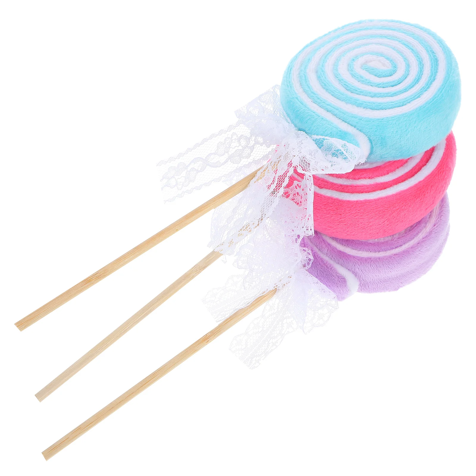 

3 Pcs Simulation Lollipop Photography Accessories Rounded Prop Cosplay Accessory Decorative Model Wood