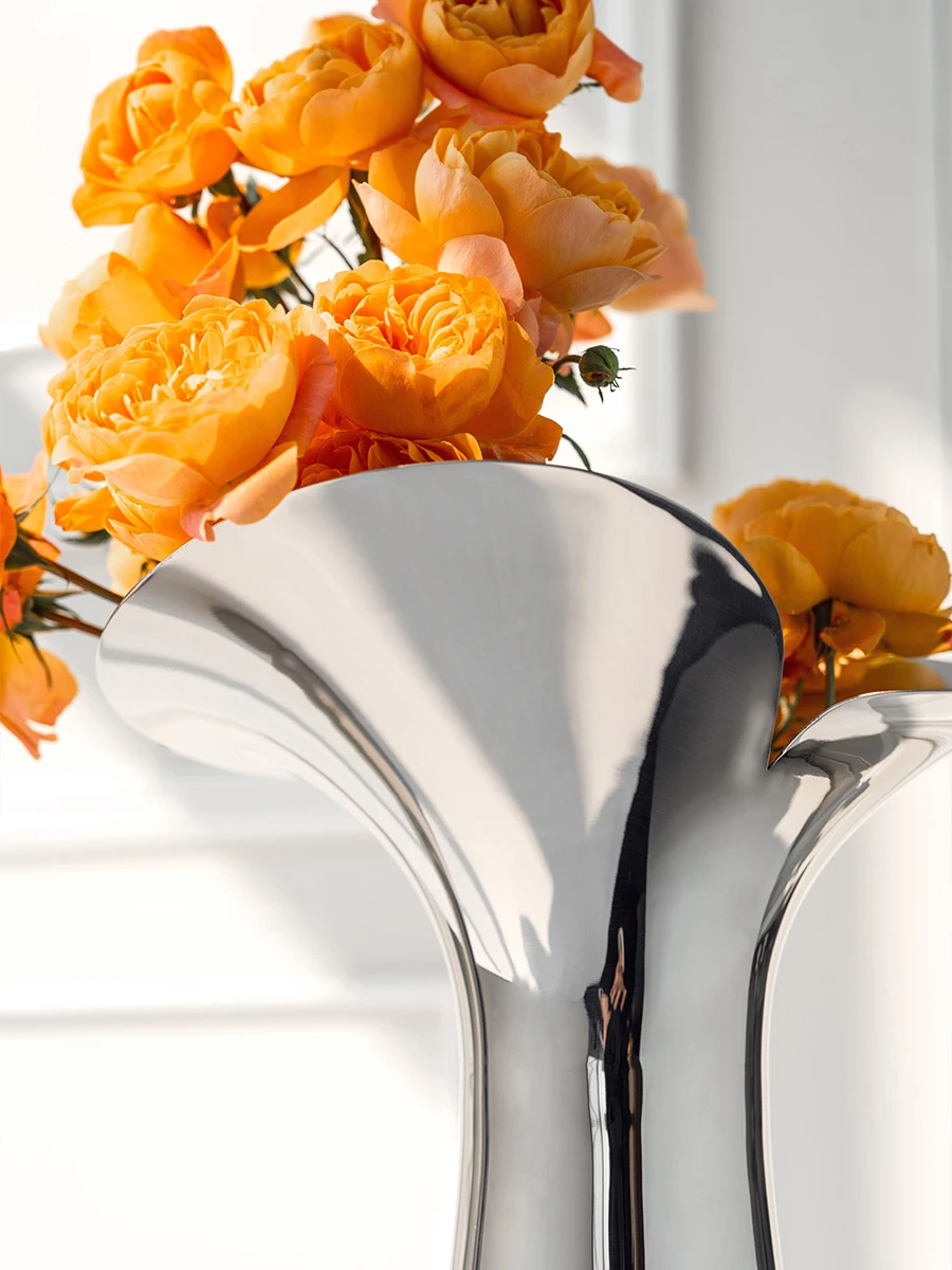 Nordic Luxury Stainless Steel Vase for Decoration Home Large Silver Vase for Room Decor Table Wedding 4