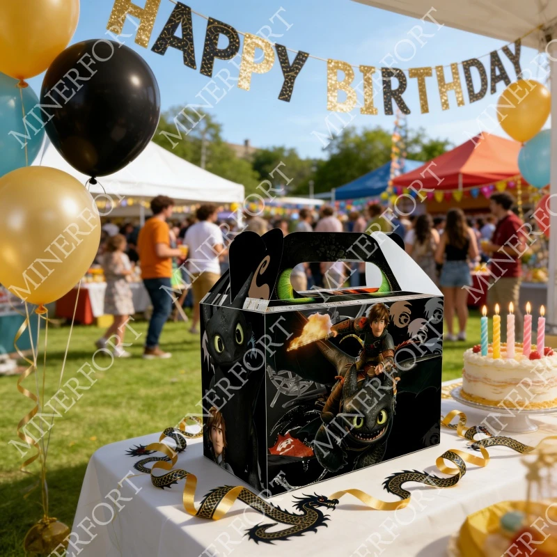 Cartoon Drachenzähmen leicht gemacht Party Papier-Süßigkeitenbox Zubehör Baby-Shower Kinder Mädchen Geburtstag Party Geschenkbox Dekoration – Detail 2