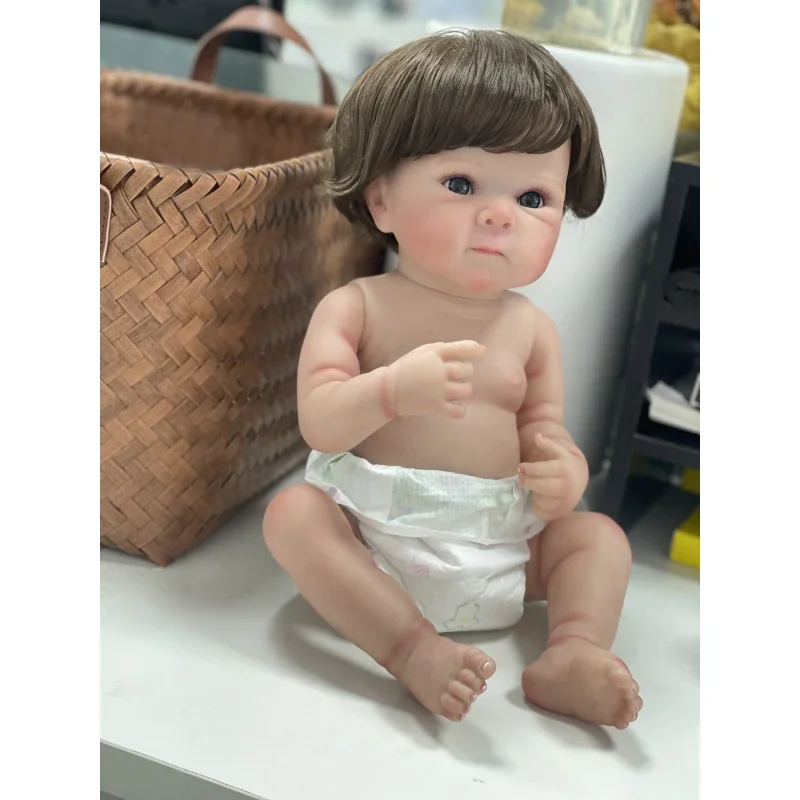 45cm Full Body Silicone Vinyl Reborn Baby Doll Bettie Soft Body Rooted Hair with 3D Skin with Visbile Veins Collectible Art Doll