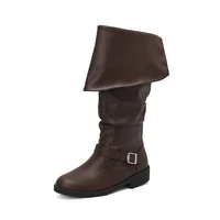 Medieval Leather Boots Jack Sparrow Renaissance Half Haddock Shoes Footwear Larp Pirate Warrior Vintage Jackboot For Adult - Image 3