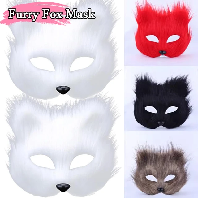 Masquerade Masque Fashionable Elegant Half-Face Party Fox Furry Eye Masque for Girl Pink Plastic,Plush, Women's, Size: One Size