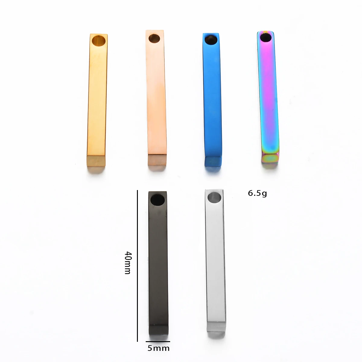 5Pcs Stainless Steel  Both Sides Mirror Polish Rectangle Bar Pendant Blank Stamping Charm for Jewelry Making Wholesale 6