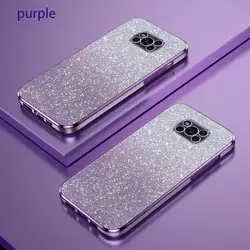 Luxury Glitter Gradient Plating Silicone Shockproof Back Cover for Poco F2 Pro (Purple)