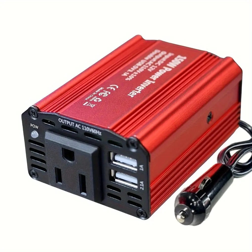 12V To 110V 150W Car Power Inverter US Socket Solar Inverter Dual USB Fast Charging Portable Converter for Phone Laptops Car