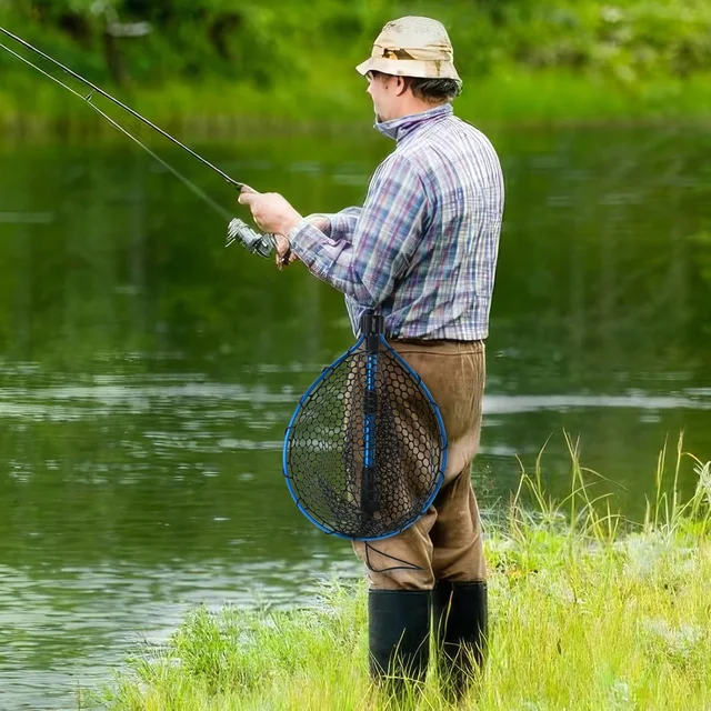 Goture Fishing Landing Net Aluminium Alloy Telescopic Fishing Net Small Mesh Trout Folding Portable Hand Net Fishing Tools 6