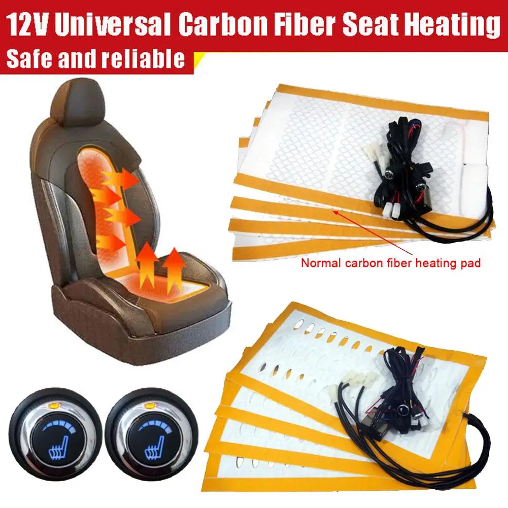 

Universal Built-in Car Seat Heater Kit 12V Alloy Wire Seats Heating 6-Levels Fiber Carbon Fit Switch System 2 Fast Control A7Y8