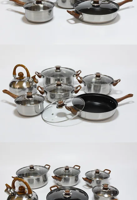 Stainless Steel Cookware Set Flat Bottom Frying Pan Soup Pot - Temu