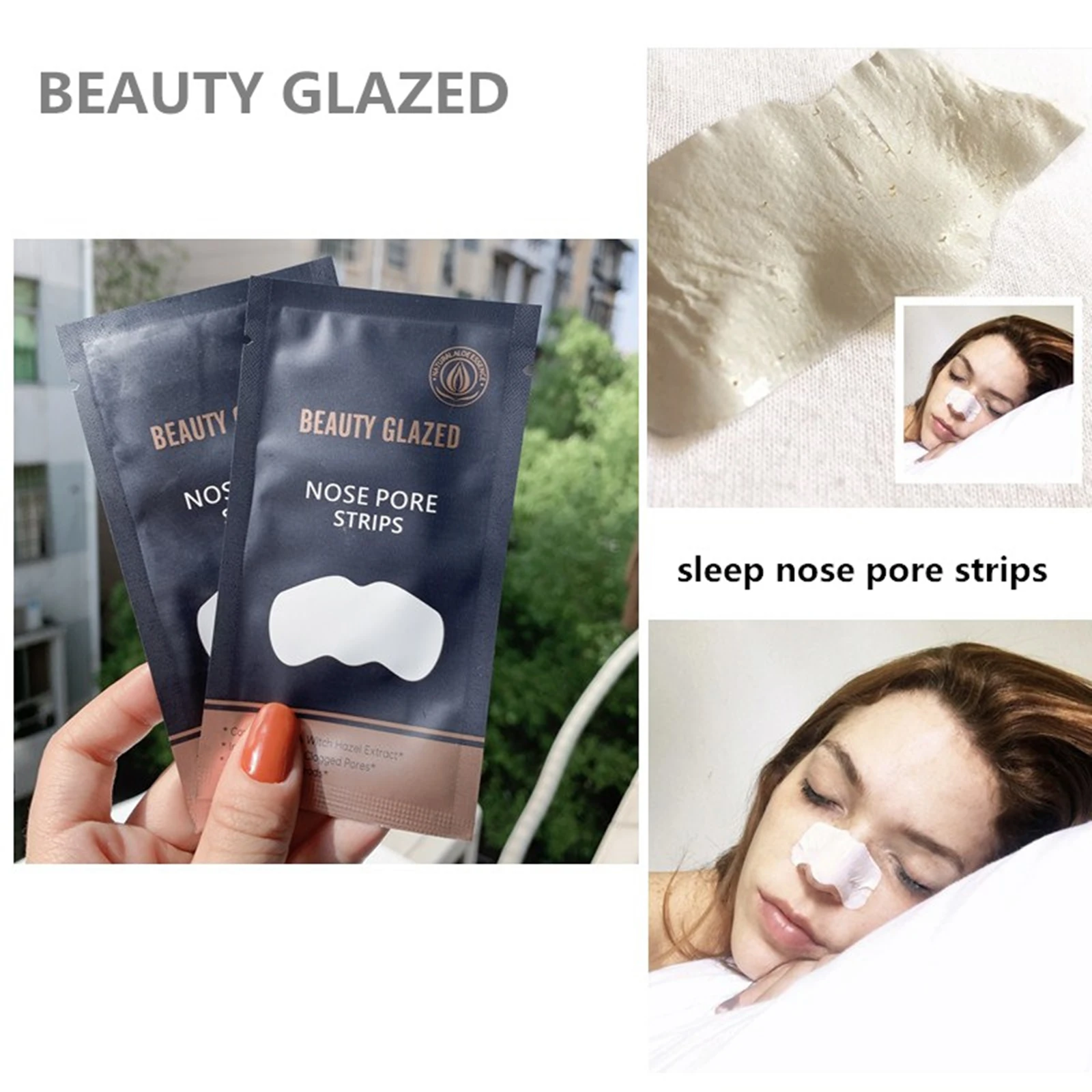 BEAUTY GLAZED Nose Blackhead Remover Deep Cleansing Nose Pore Strips Cleaner