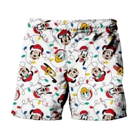 2024 Christmas New Disney Brand Mickey And Minnie Anime Print Summer Men's Fashion Beach Party Casual Shorts Y2K 1
