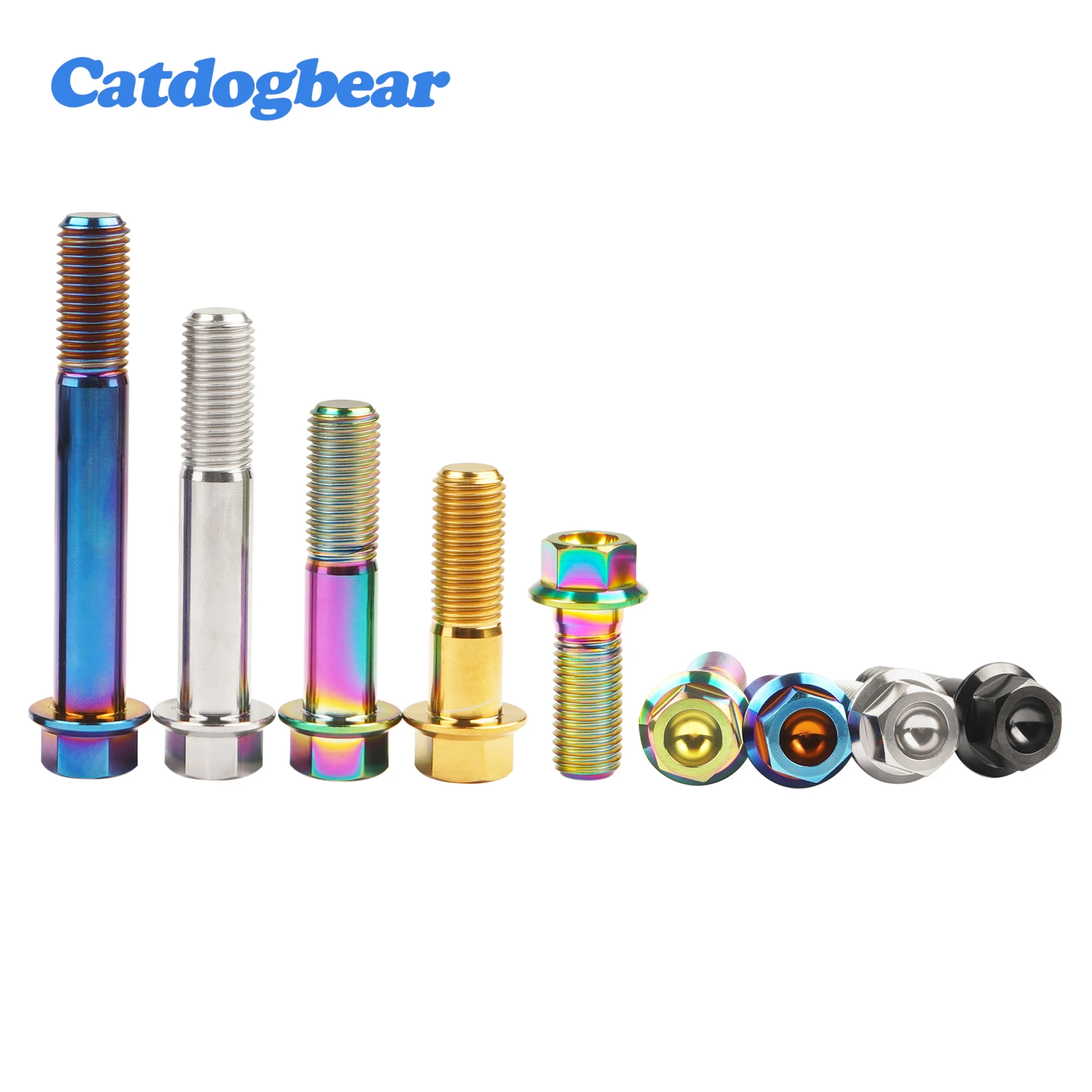 Catdogbear-titanium Bolt Cabeça Sextavada Parafuso Flange para Automóveis Modificação de Motocicleta M12x30 35 40 45 50 55 60 65 70 75 80 85 90 mm Peças