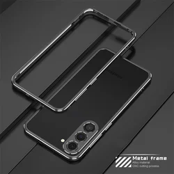 Aluminum Metal Bumper Frame Slim Phone Case with Camera Protector - Samsung S25 Ultra (Black Silver)
