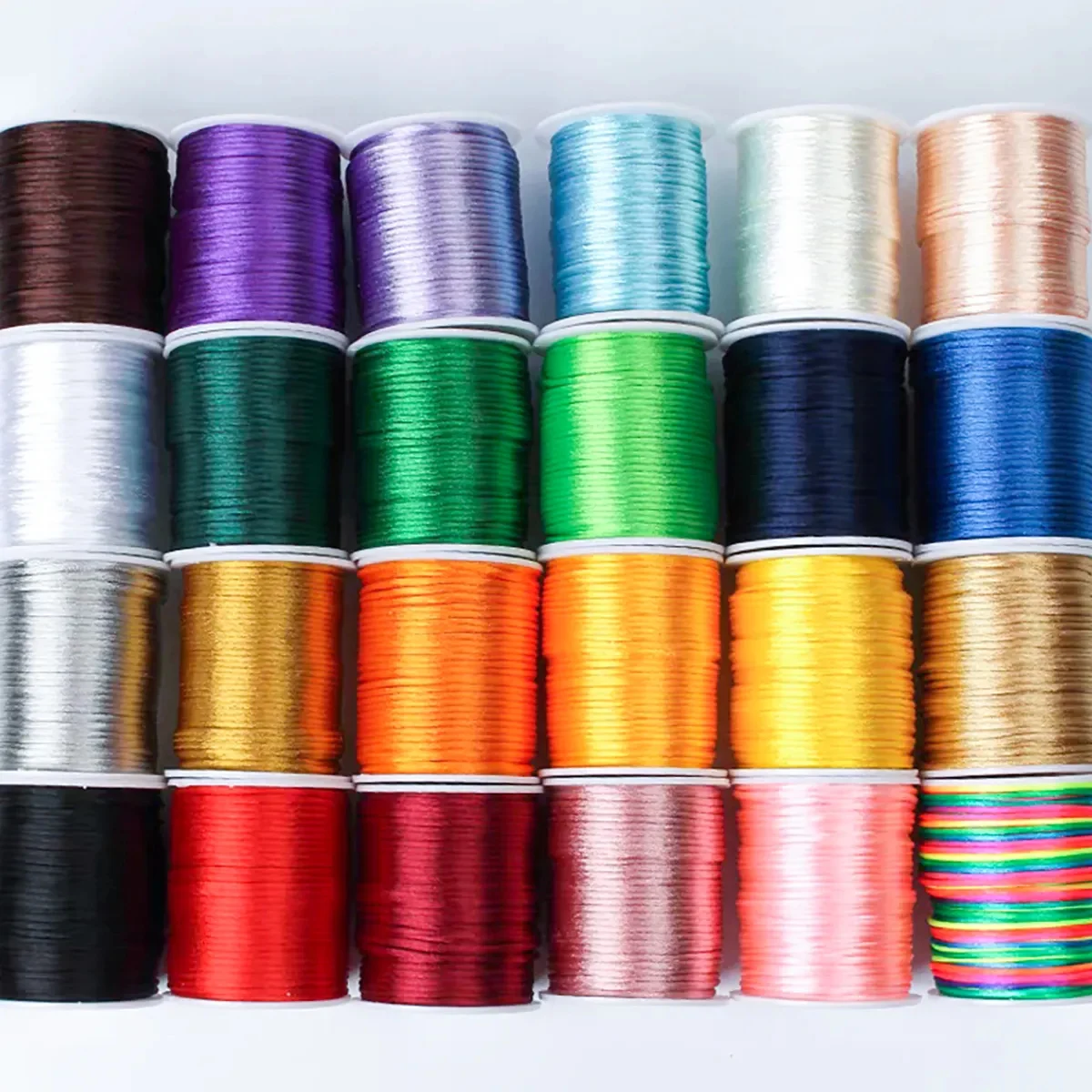 Nylon Cord 10/20/40/100M 2mm Nylon Line Cord Rope Chinese Knotting Rattail Satin Cords Bracelet Braided String DIY Tassels Shamballa Thread