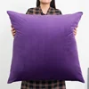 Soft Velvet Large Square Pillow Cover Sofa Cushion Living Room Back Bedside Cushions Case Protector Solid Color 80x80CM 3
