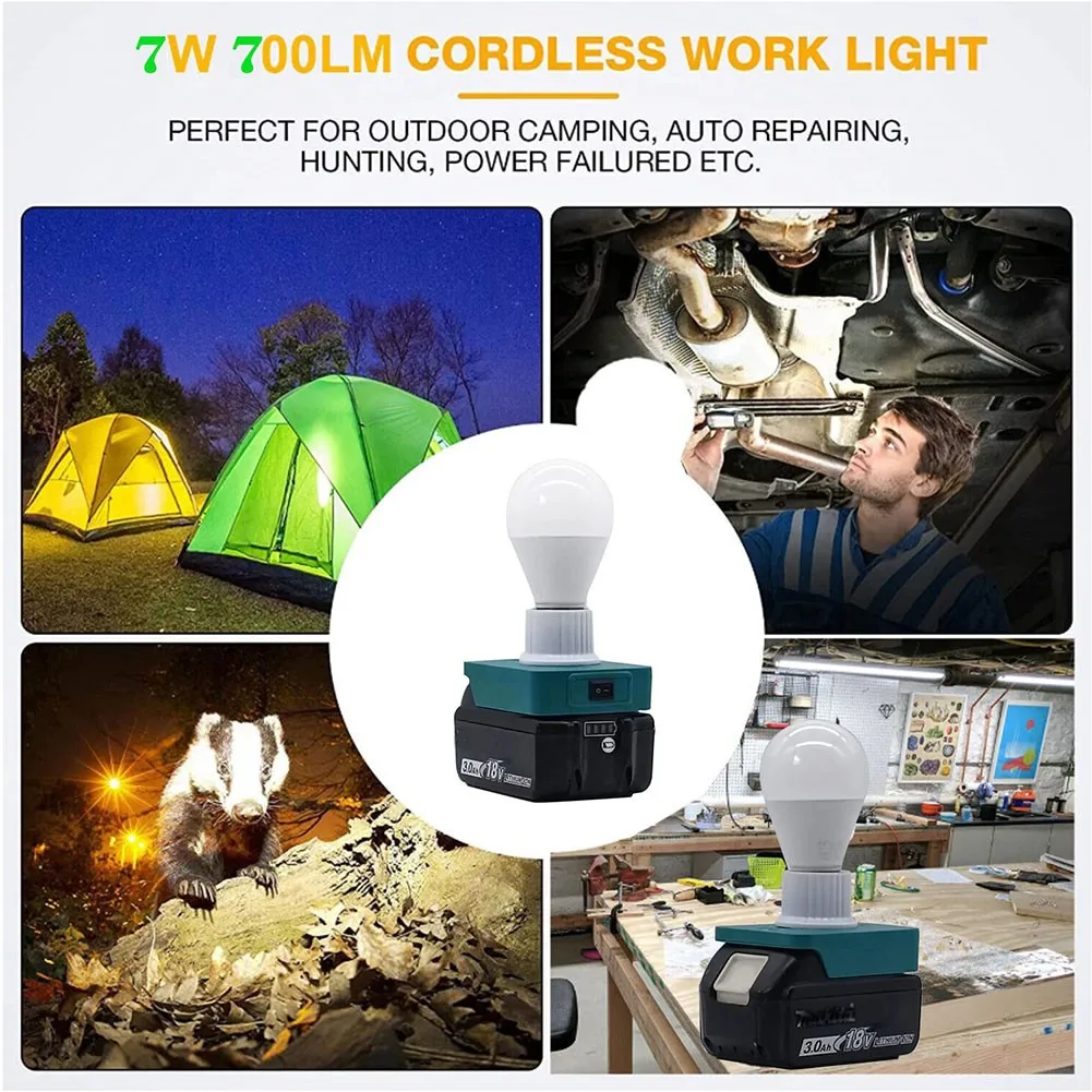 

Work Light LED Bulb Portable 12-60V 6500K Accessories E27 Bulb For Makita 18V Series Mini Lamp Outdoors&Indoors