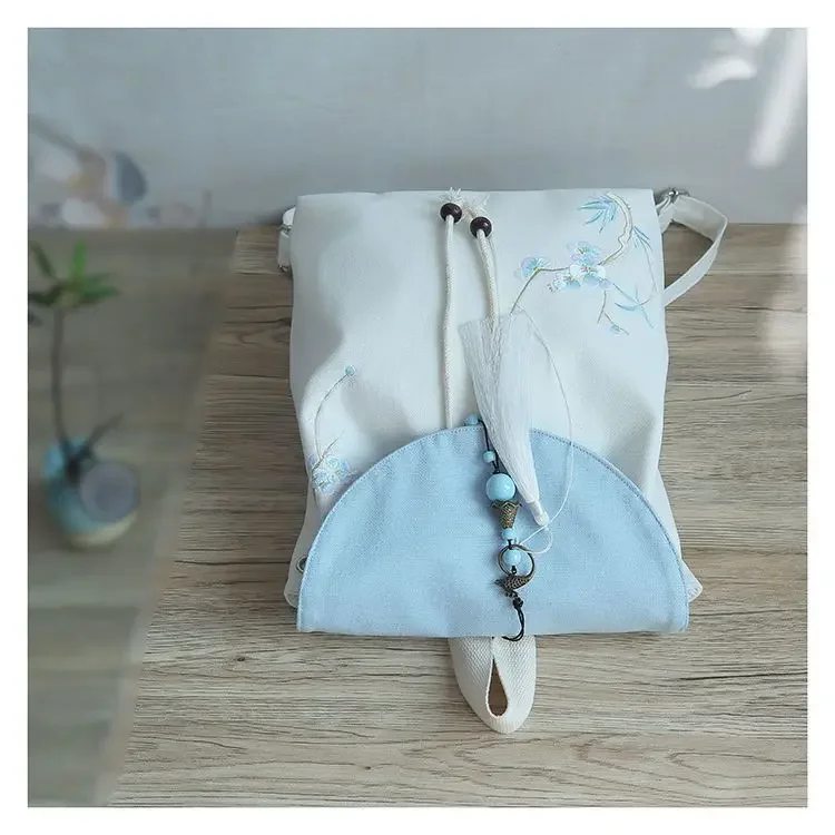 Kids School Bags Flower Embroidery Chinese Style Canvas Bag Mochila Escolar Feminina Adolecente Mochilas Para Estudiantes 5