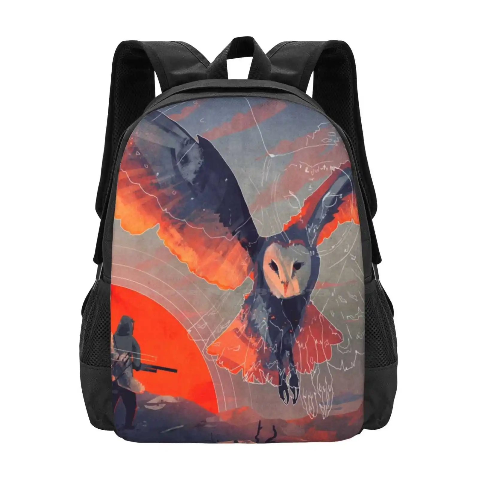 Gufo Caccia Borse Da Scuola Per Ragazze Adolescenti Borse Da Viaggio Per Laptop Hunter Barn Owl Animal Red Sunset Blue Purple Sketch Talons Wings