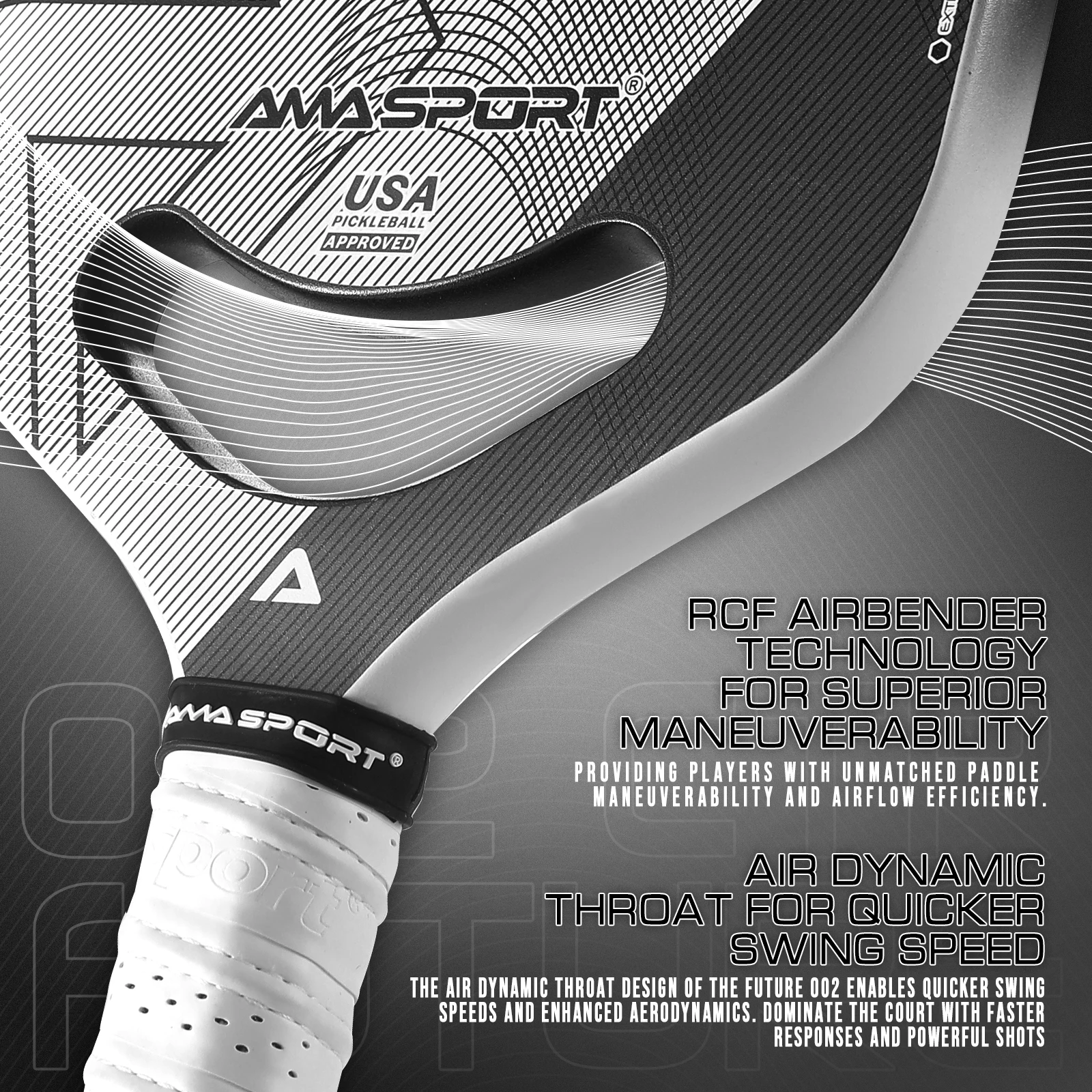 AMASPORT T700 FUTURE 002 Toray Carbon Pickleball Paddle Frameless 13mm Extra Spin Tech Honeycomb Core hermoformed Pickleball