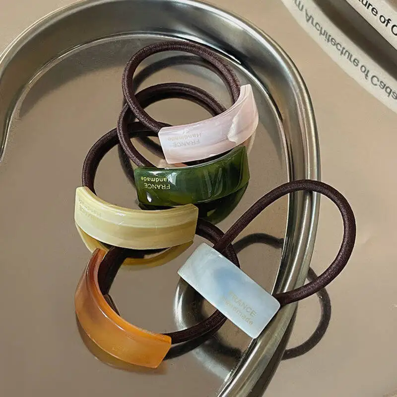 Koreanische Acetat Unregelmäßige Haar Krawatten Mode Elastische Haar Bands Scrunchies Stirnbänder Für Frauen Pferdeschwanz Krawatte Seile Haar Zubehör – Detail 8