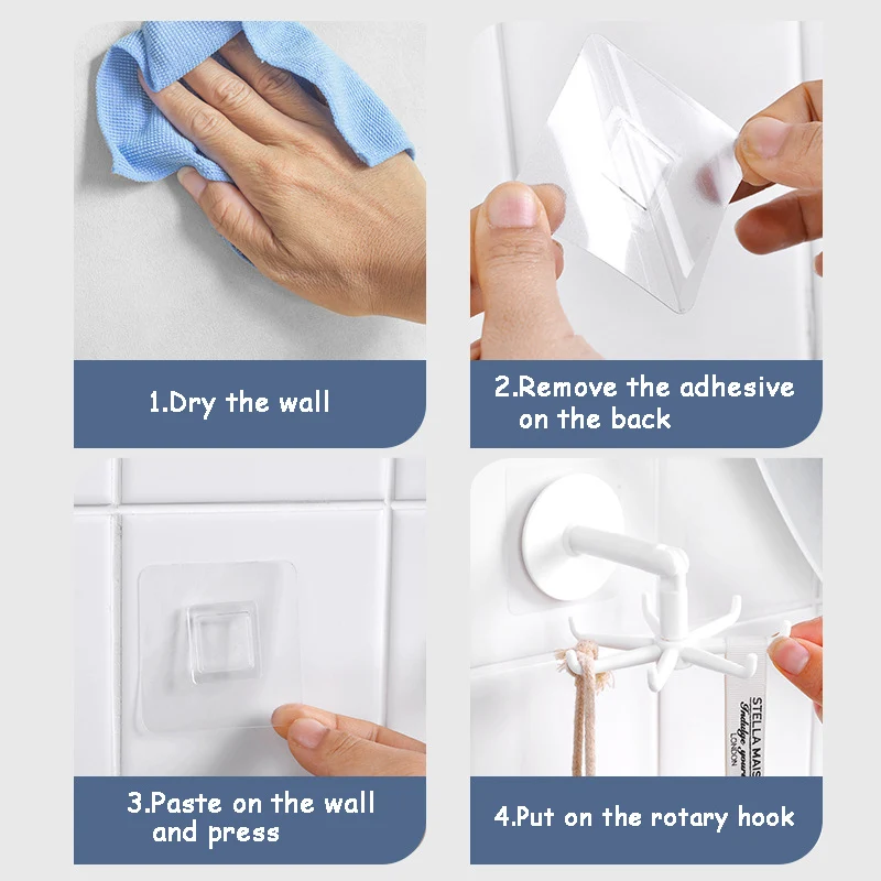 Upgraded Rotating 7 Claw Hook With Multi-functional Punch Free Stick Hook Kitchen Storage 360 Degree Traceless Hook For Home Use 6